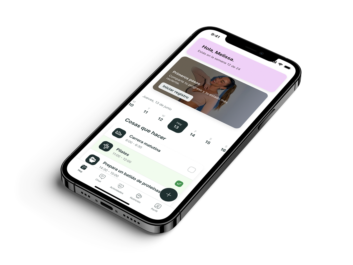 Un mockup de la app de coaching mostrando las funciones.